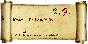 Kmety Filomén névjegykártya